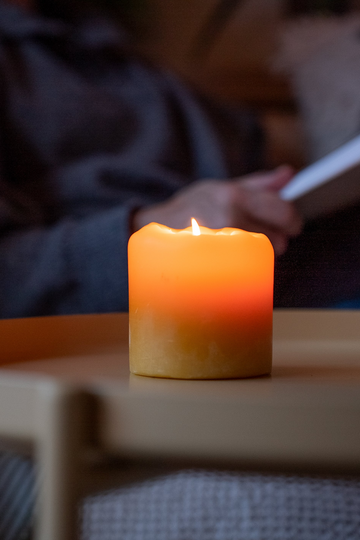 Large Round Beeswax Pillar Candle - 90 hour burn