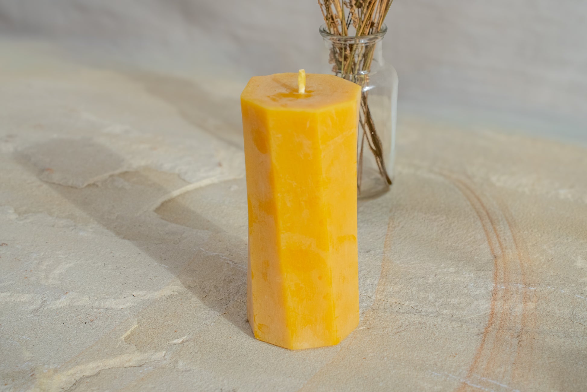 Medium Octagon Spiral Beeswax Candle - 80 hour burn