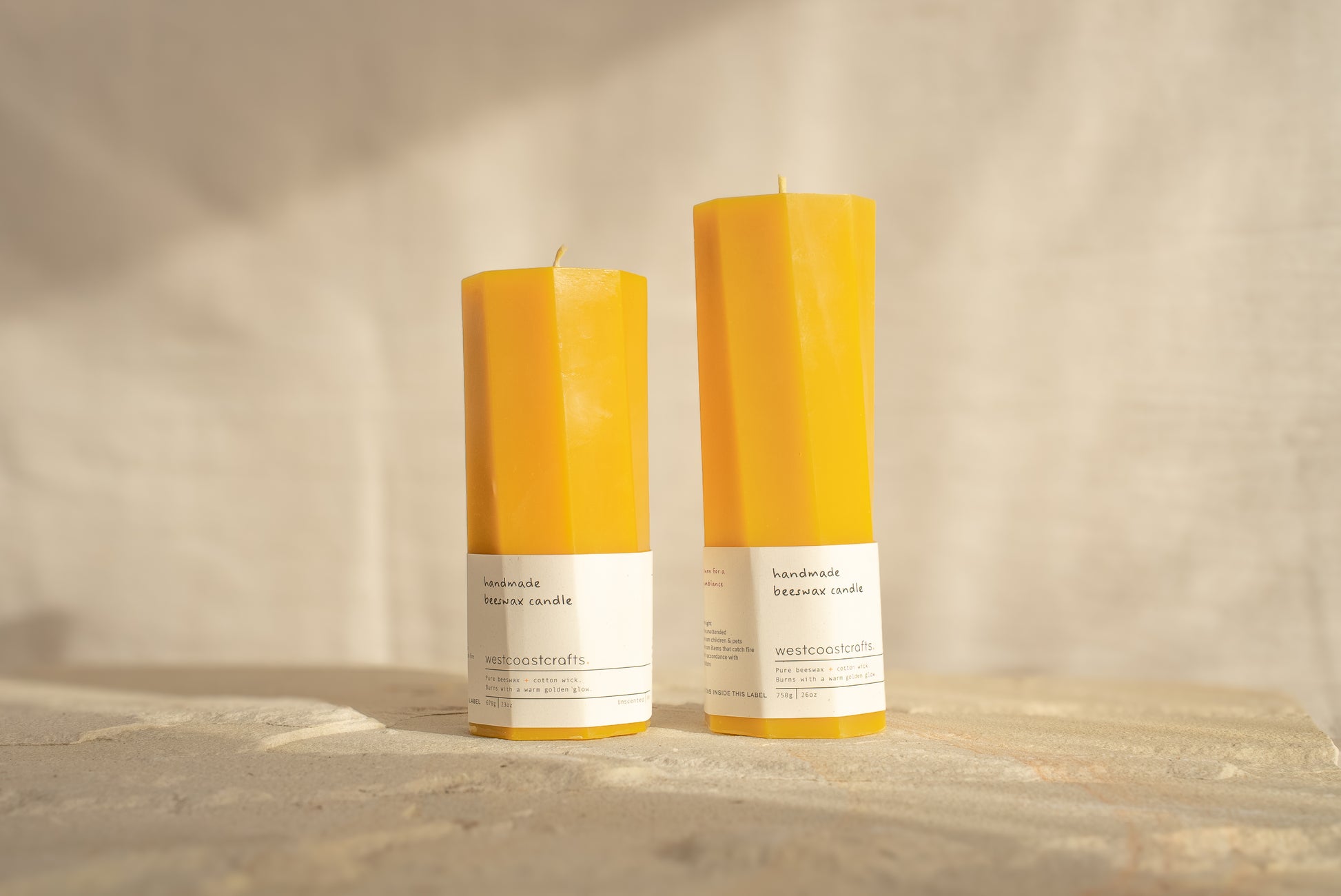 Medium Octagon Spiral Beeswax Candle - 80 hour burn