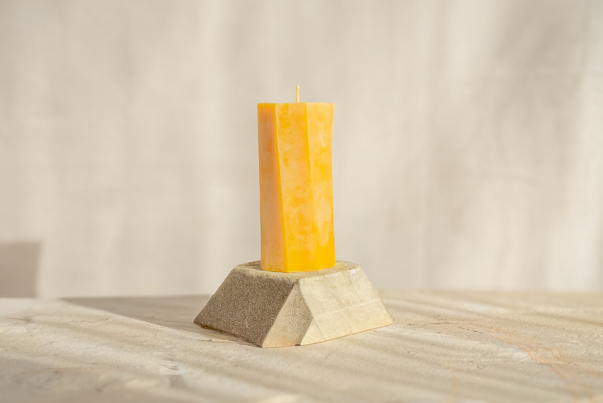 Small Octagon Spiral Beeswax Candle - 70 hour burn
