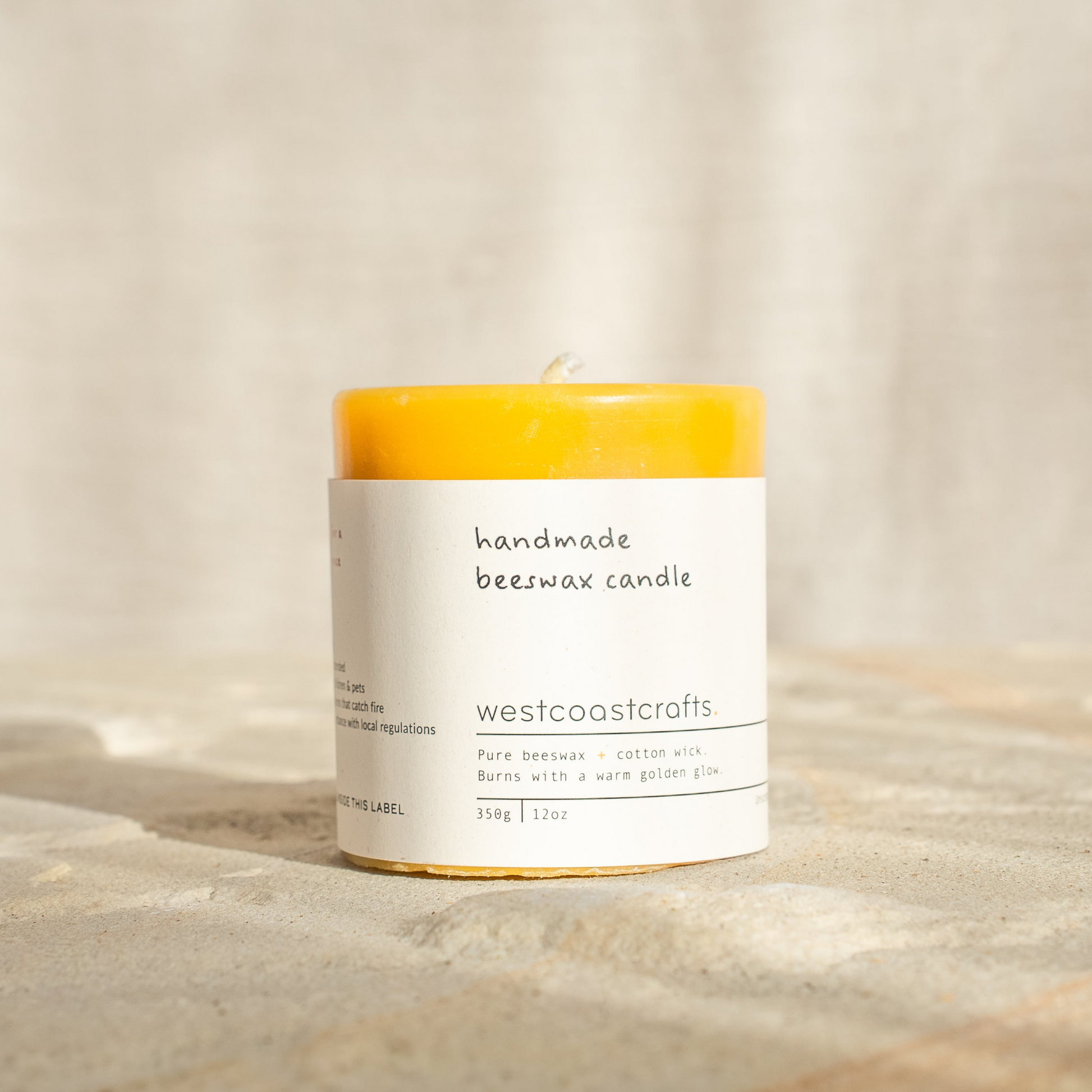 Small Round Beeswax Pillar Candle - 48 hour burn