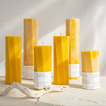 Small Octagon Spiral Beeswax Candle - 70 hour burn