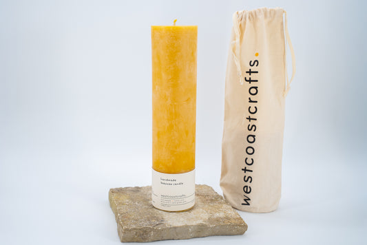 XXL Round Beeswax Pillar Candle - 180 hour burn