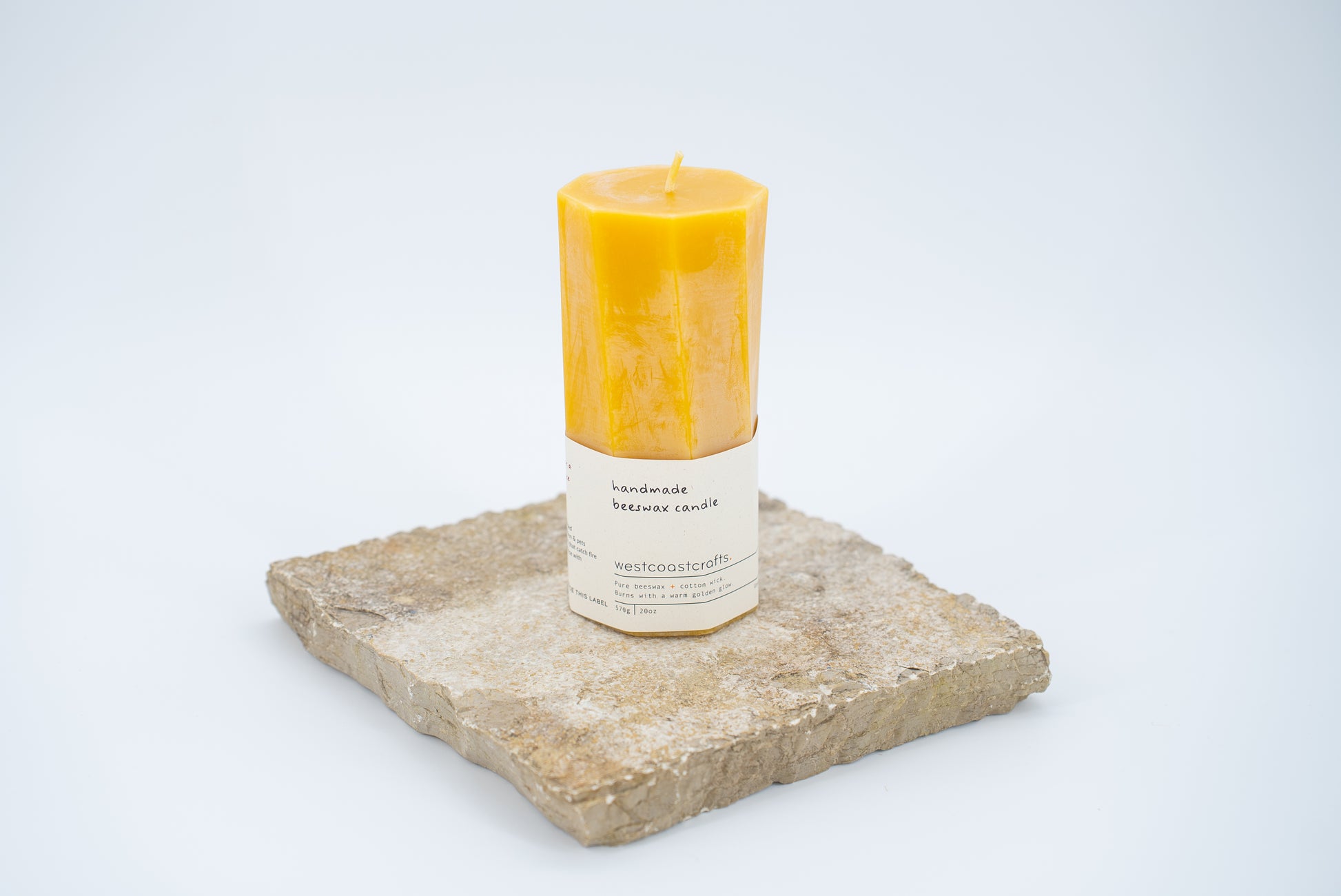 Small Octagon Spiral Beeswax Candle - 70 hour burn