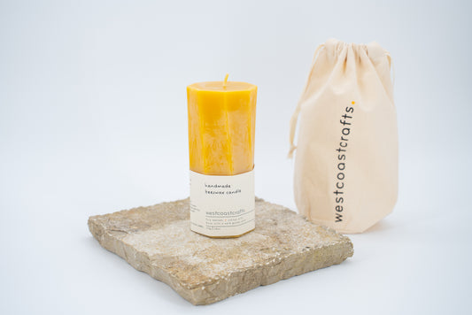 Small Octagon Spiral Beeswax Candle - 70 hour burn