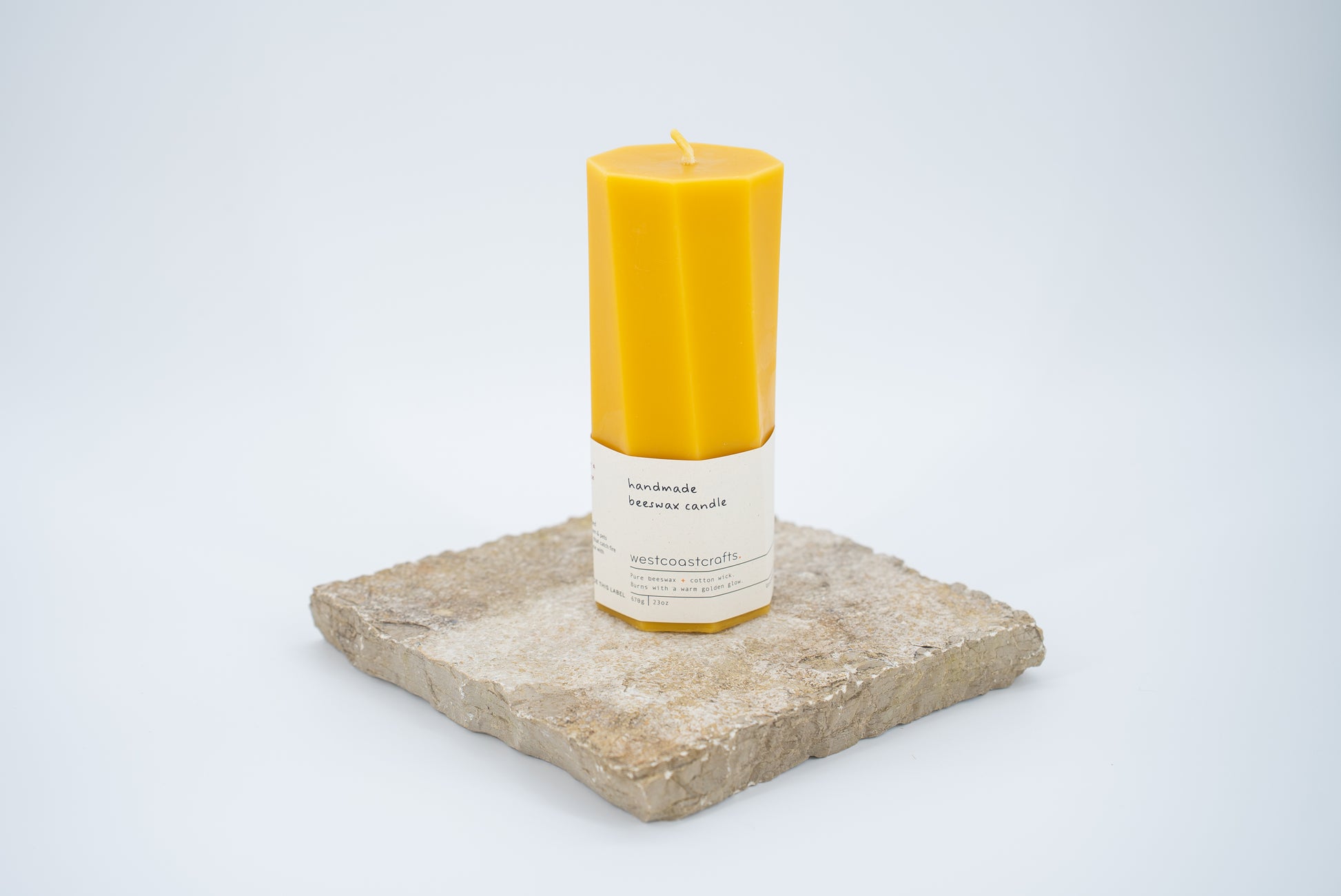 Medium Octagon Spiral Beeswax Candle - 80 hour burn
